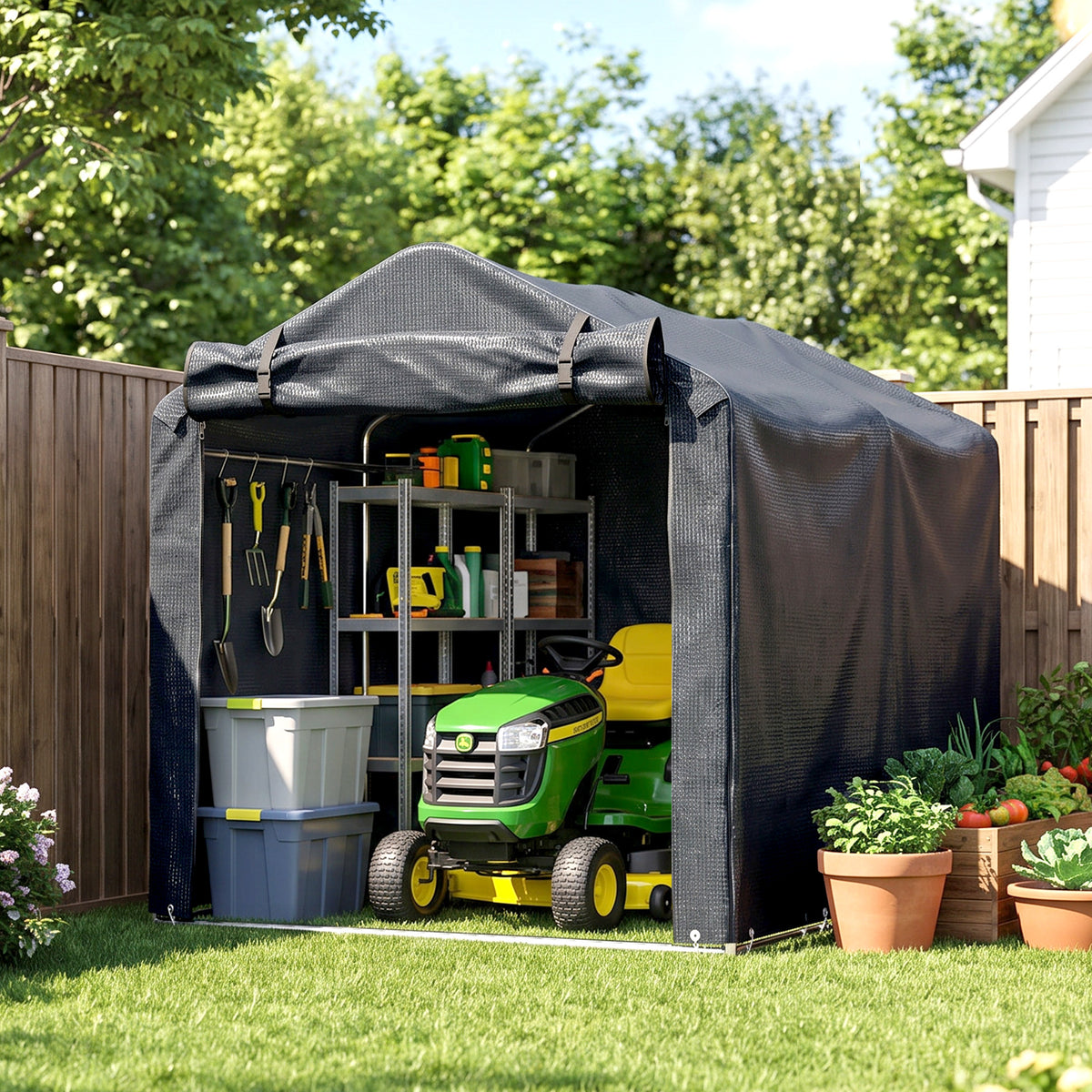 Outsunny Carpa De Jardín Exterior Para Herramientas 2,2x1,57x1,65 M Gris Oscuro_3