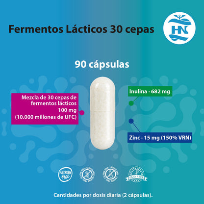 Probióticos Y Prebióticos Intestinales Con Zinc Pack 2 X 90 Cápsulas (180 Cápsulas) - 30 Cepas Bacterianas Hn_1