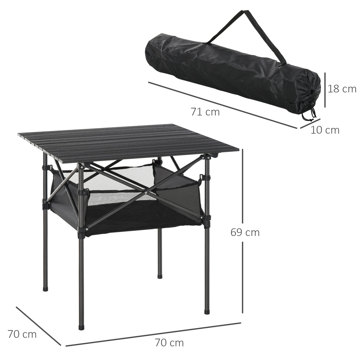 Mesa De Camping Plegable Outsunny Negro 70x70x69 Cm_2