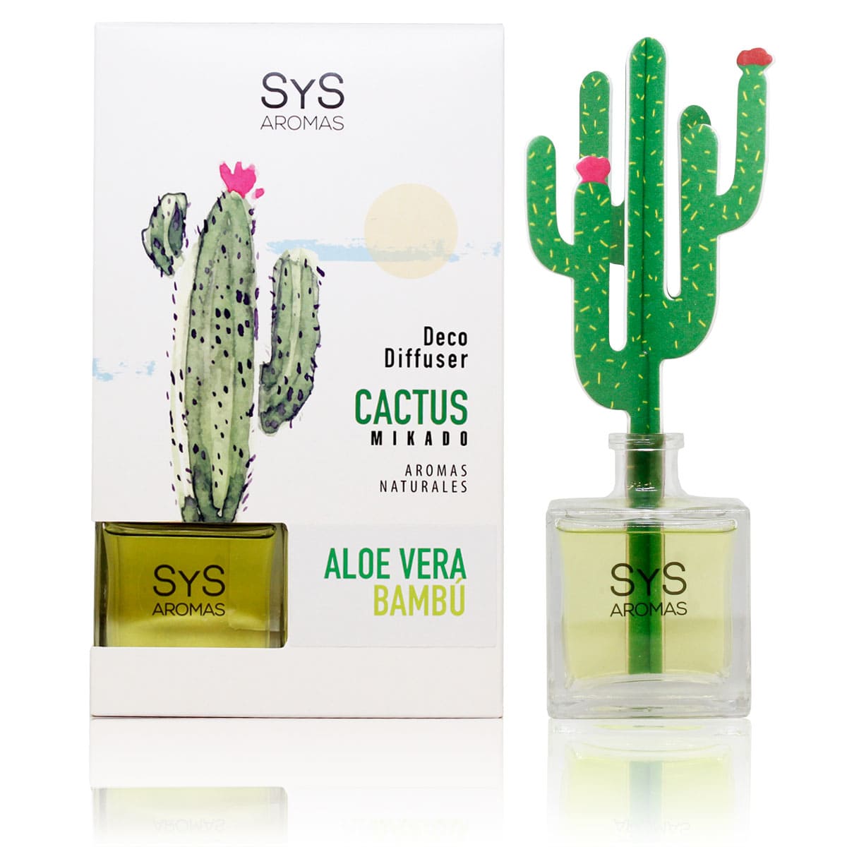 Ambientador Difusor Cactus Aloe Vera-Bambú Deco Diffuser SYS Aromas 90 ml | Aroma Fresco y Herbal | Relajante_0