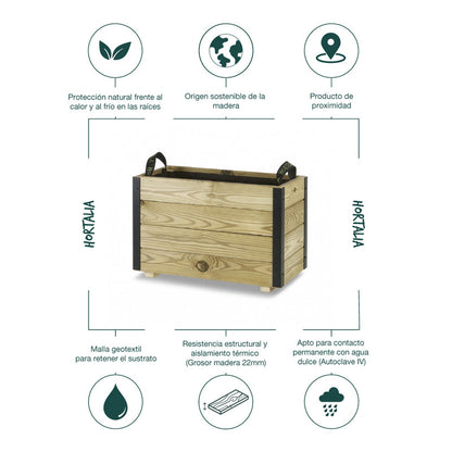 Jardinera Exterior De Madera Con Refuerzo De Aluminio Ghio Al Hortalia 60x30x40 Cm_4