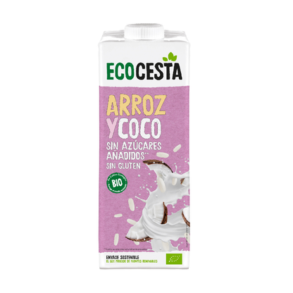 Bebida Vegetal De Arroz y Coco Bio sin azúcar añadido, 1L Ecocesta
