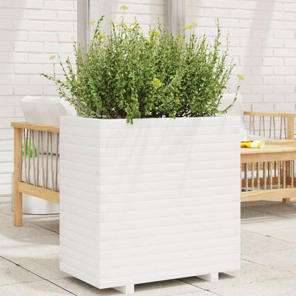 Jardinera De Madera Maciza De Pino Blanca 70x40x72 Cm_1