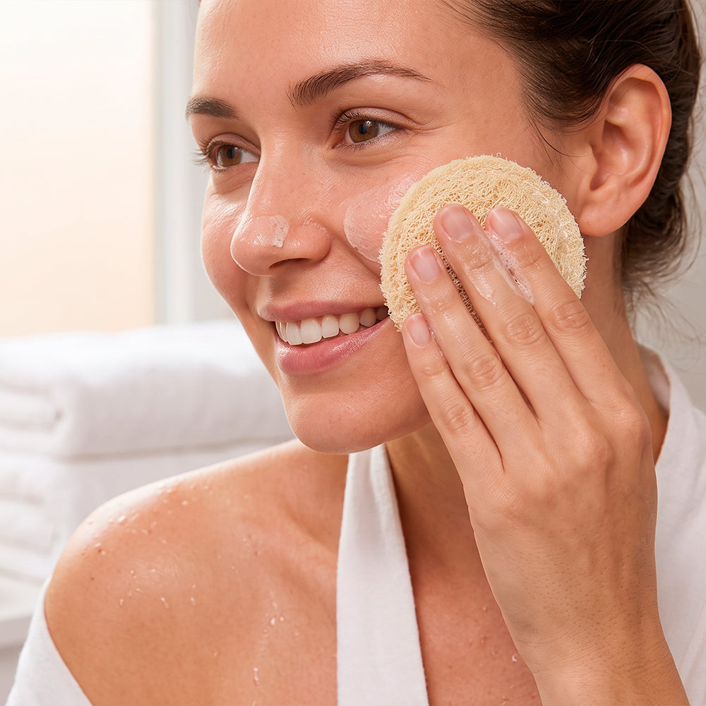 Disco exfoliante de lufa natural - Elimina durezas en talones, codos - Exfoliante facial - Cultivada en Galicia_4