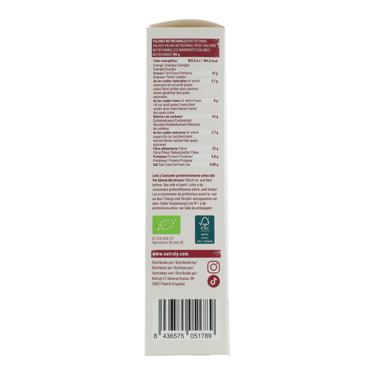 Galletas cookies BIO sabor canela Natruly 125 g
