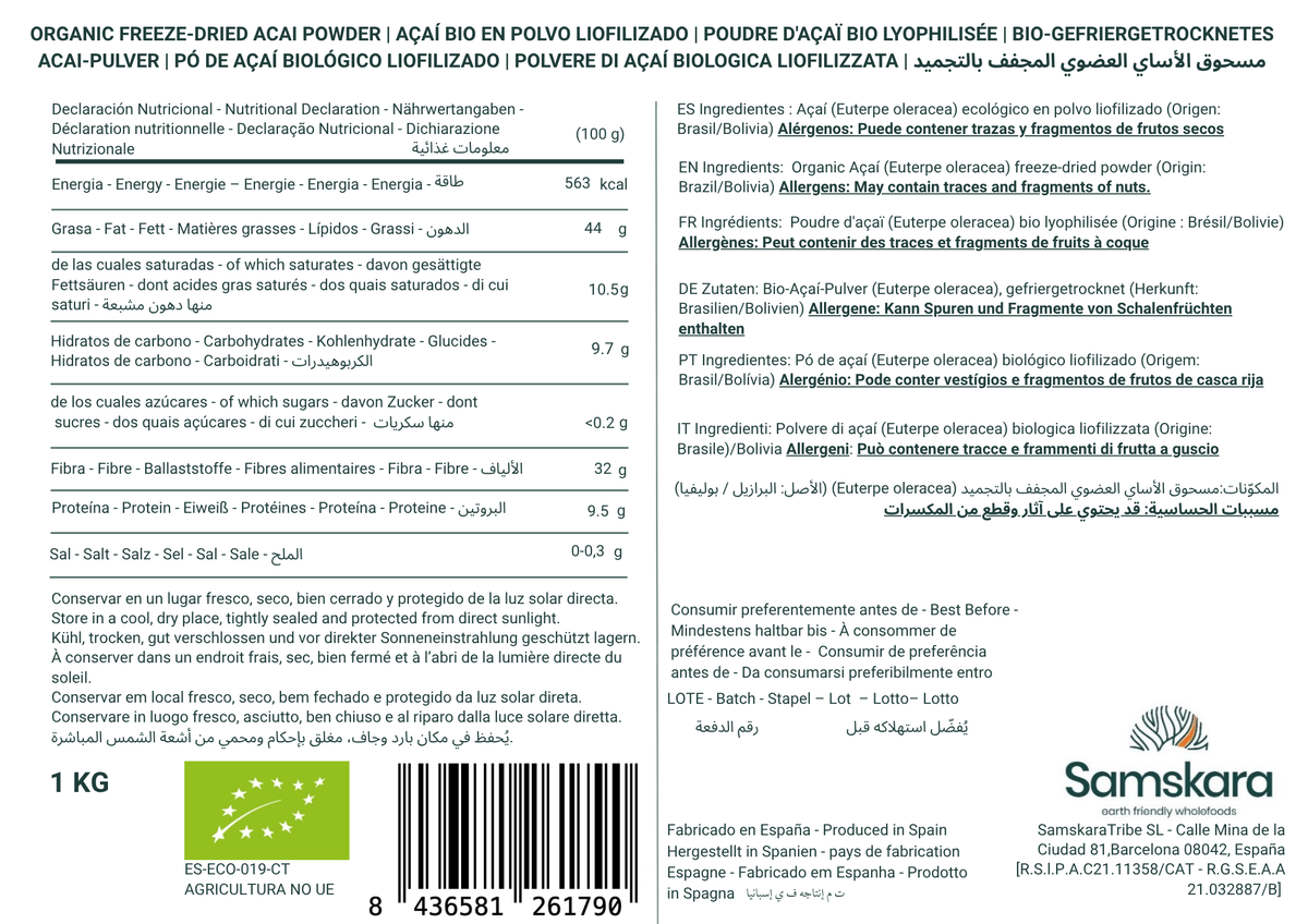 Açaí Liofilizado En Polvo Bio - 1kg | Superalimento Ecológico Vegano Para Batidos, Smoothies Y Zumos_1