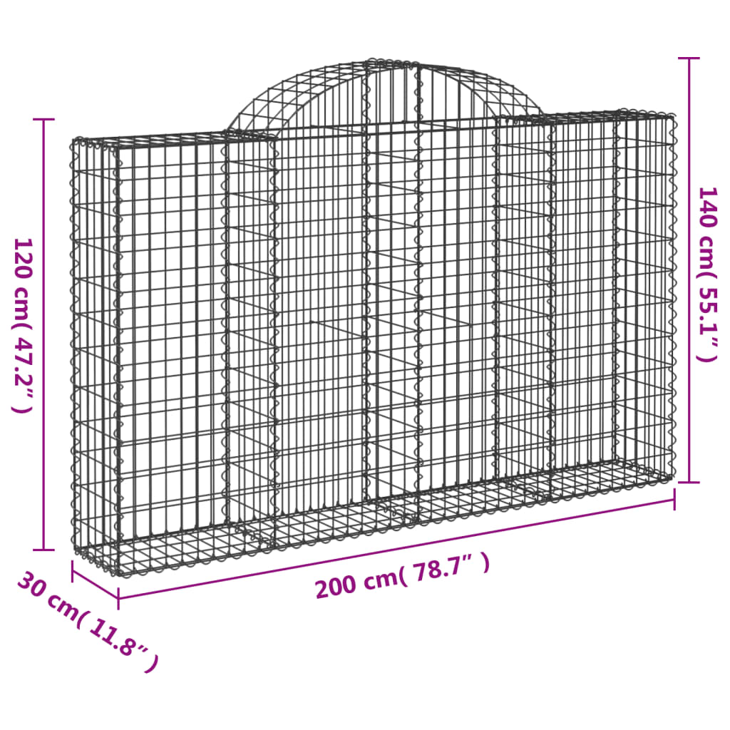 Cestas De Gaviones 4 Uds Forma De Arco Hierro 200x30x120/140 Cm_5