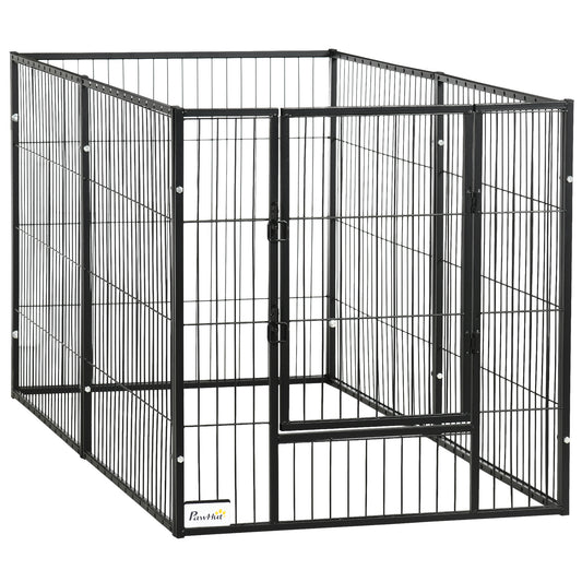 Pawhut Parque Para Perros De 6 Paneles Ajustable 82,5-150x79x81 Cm Negro_0