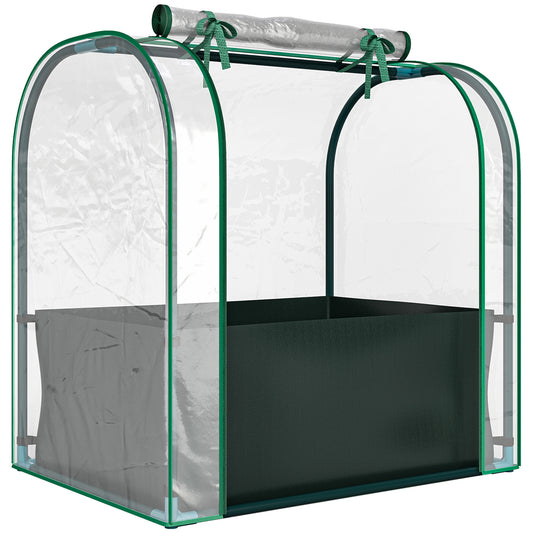 Invernadero Pequeño Outsunny Acero, Plástico Verde Oscuro 68x50x70 Cm_0