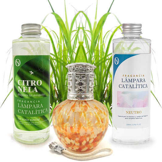 Pack Ahorro Lámpara Catalítica Drops Orange + Fragancia Citronela 500ml + Limpiador Neutro 200ml + Mecha Repuesto_0