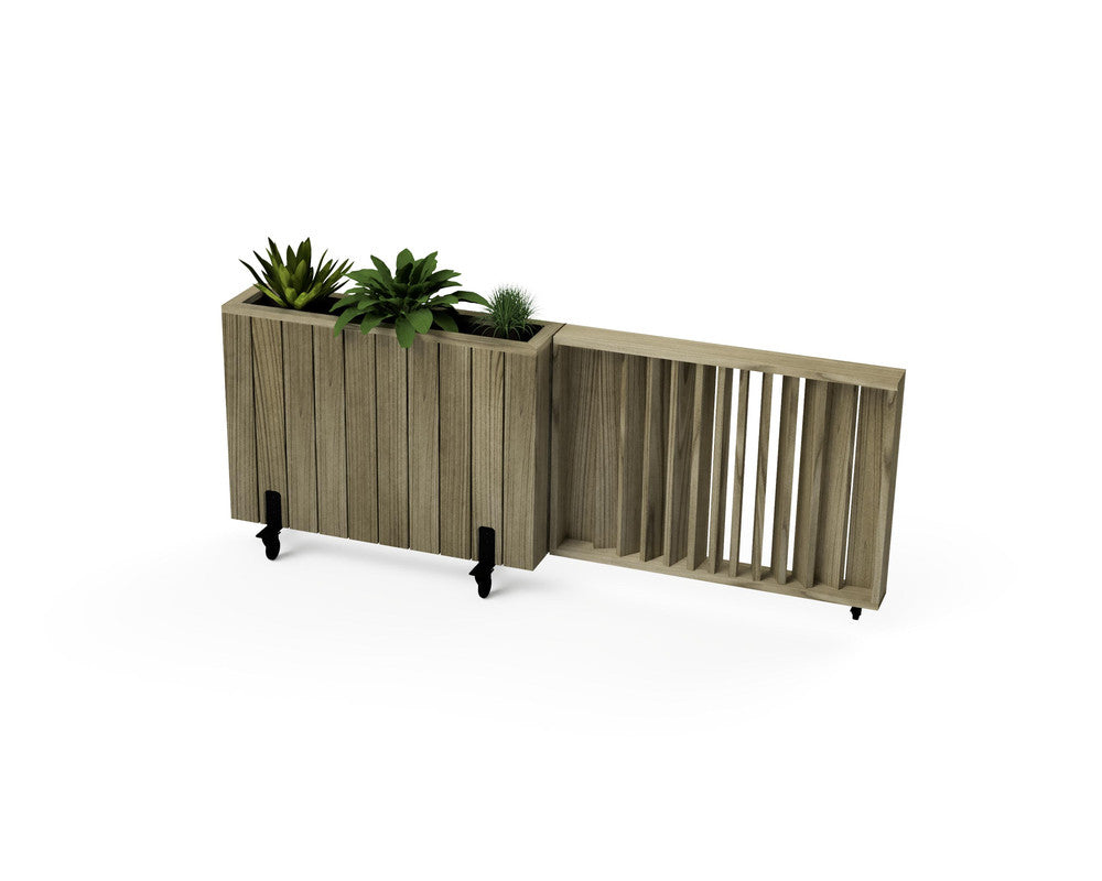 Kit Jardinera Alta De Madera Con Ruedas Y Barandilla Abatible 100 X 24 X 80 Cm Hortalia_0