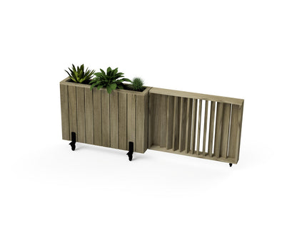 Kit Jardinera Alta De Madera Con Ruedas Y Barandilla Abatible 100 X 24 X 80 Cm Hortalia_0