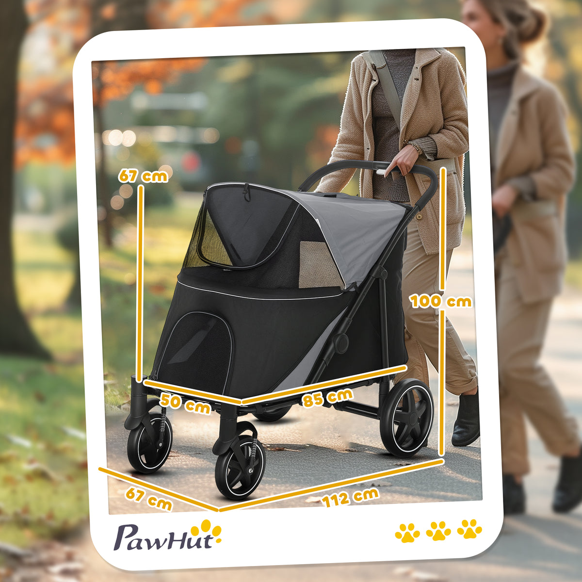 Pawhut Cochecito Para Perros Plegable Con Ventana De Malla 112x67x100 Cm Gris_2