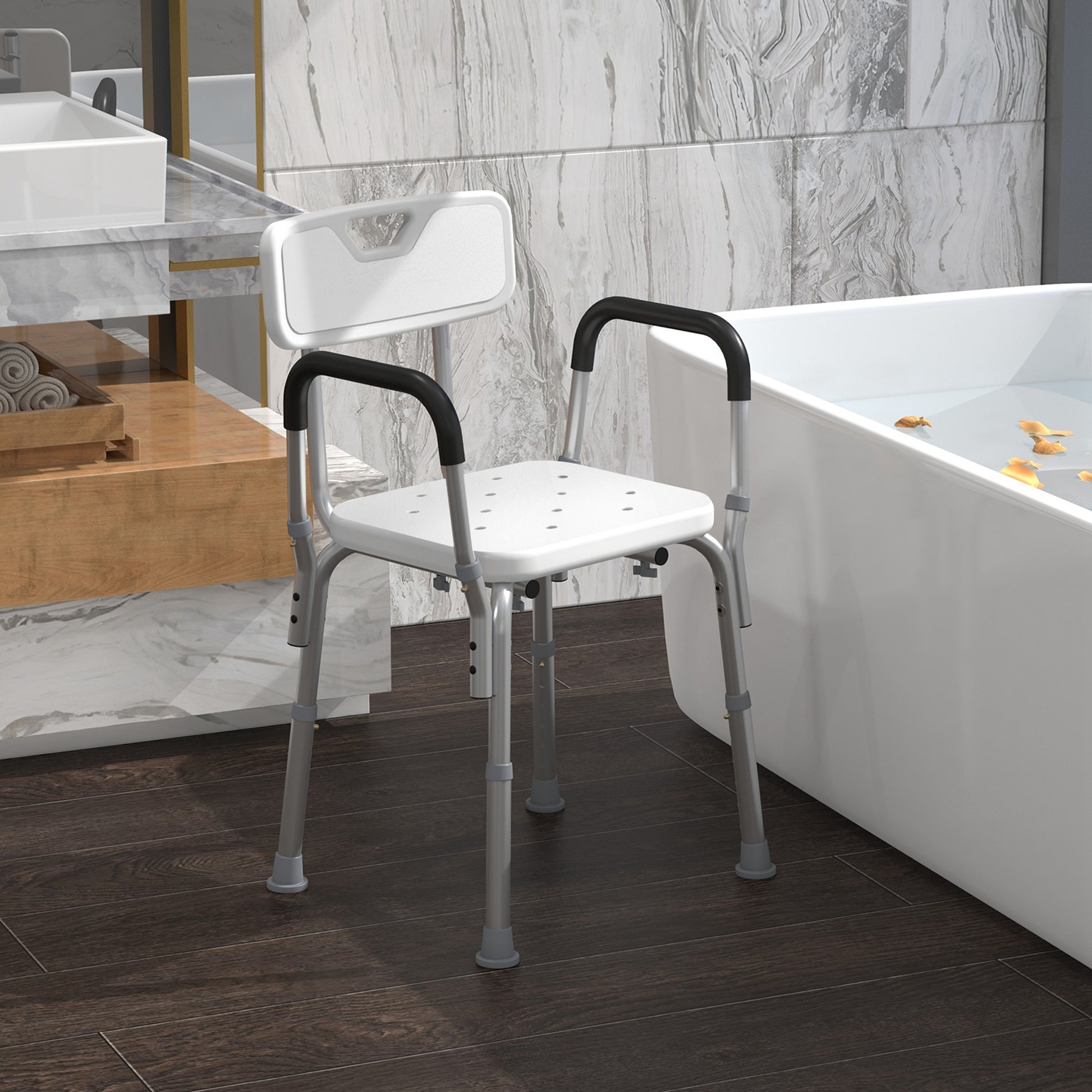 Homcom Silla Ducha Personas Mayores Antideslizante Con Altura Ajustable_4