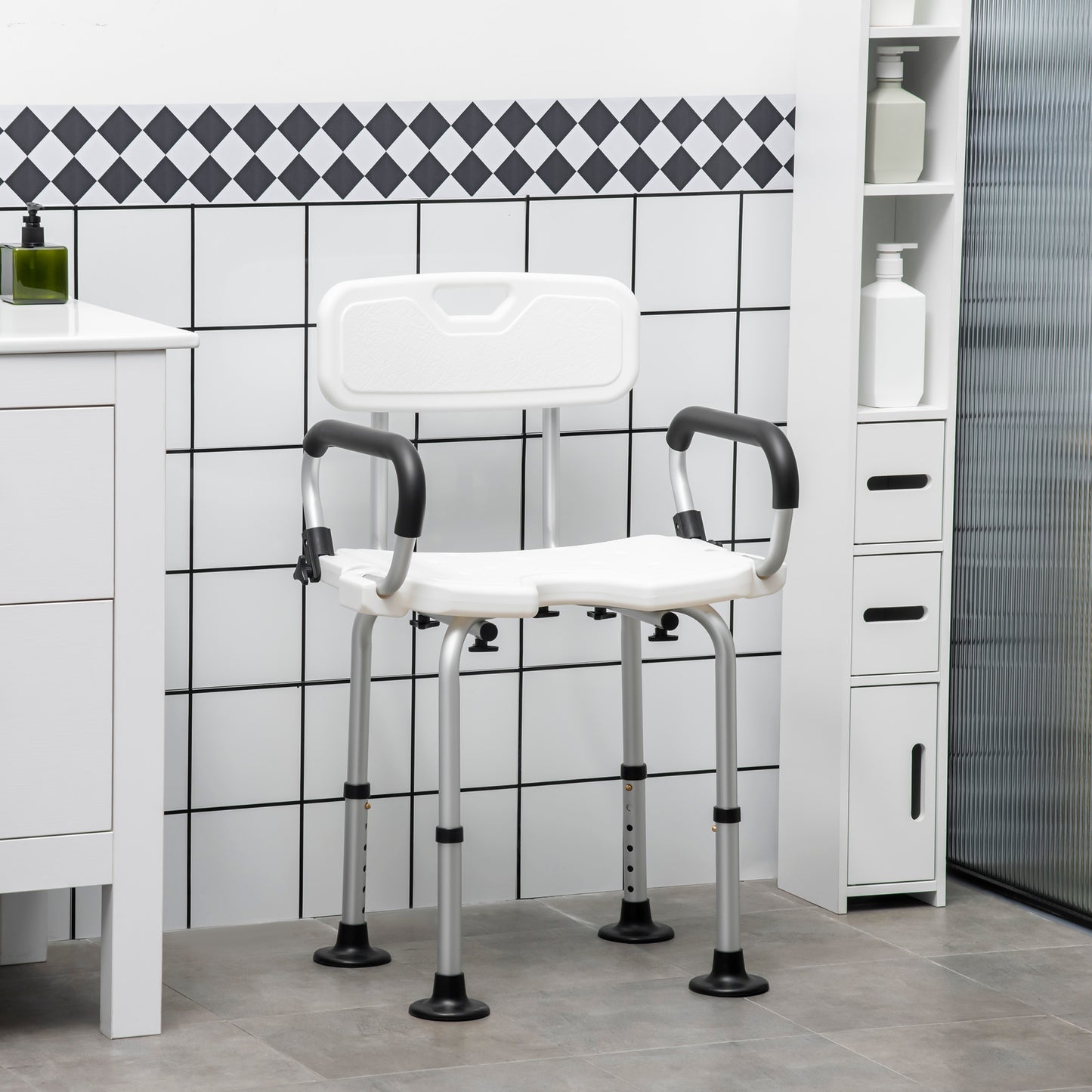 Homcom Silla Ducha Personas Mayores Antideslizante Con Altura Ajustable_4