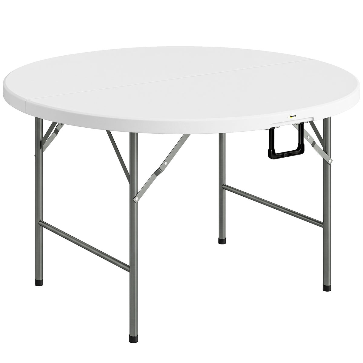Outsunny Mesa Auxiliar Redonda Con Marco De Acero Ø122x73 Cm Blanco_0