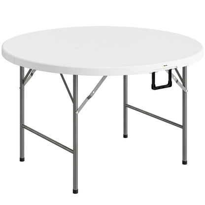 Outsunny Mesa Auxiliar Redonda Con Marco De Acero Ø122x73 Cm Blanco_0