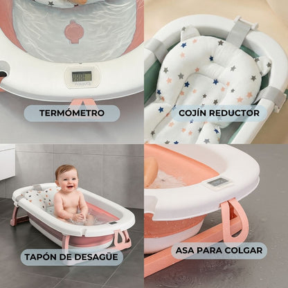 Bathby Bañera Plegable Rosa Para Bebés, Cojín Reductor, Termómetro, Patas Antideslizantes (rosa Pastel)_2