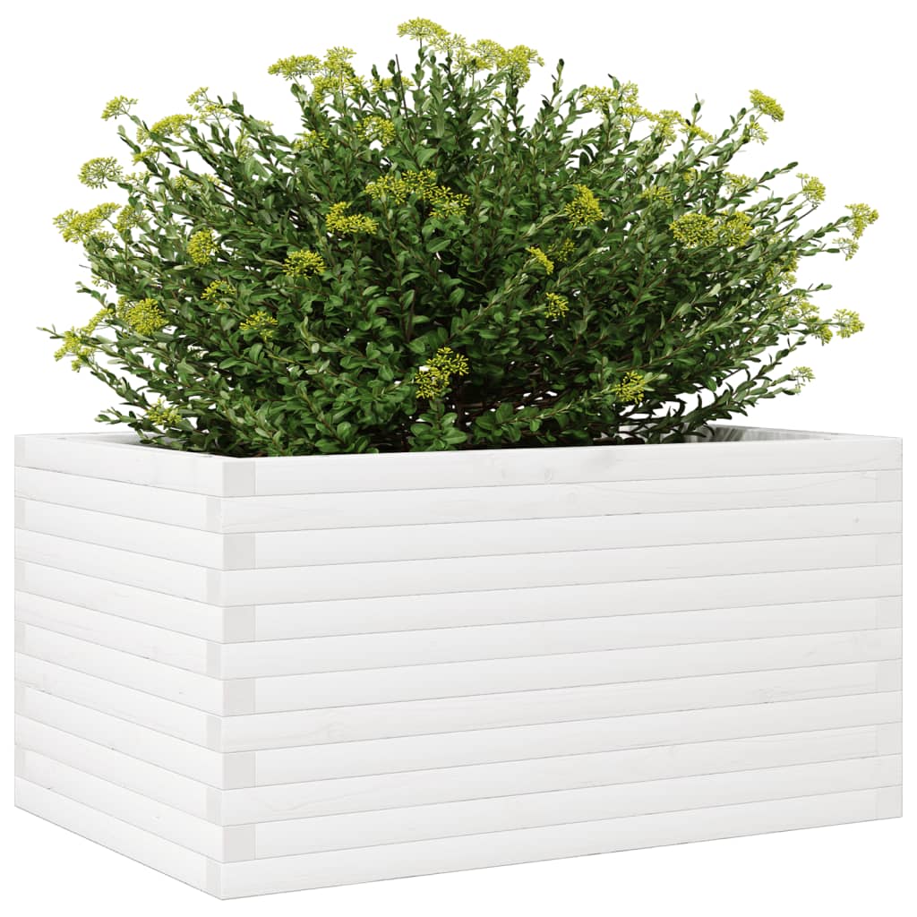 Jardinera De Madera Maciza De Pino Blanco 90x60x46 Cm_3