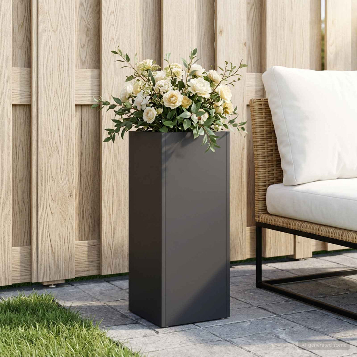 Macetero De Jardín Negro 20 X 20 X 40 Cm Acero Laminado En Frío_1