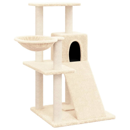 Rascador Para Gatos Con Postes De Sisal Color Crema 82 Cm_0