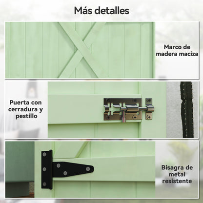 Outsunny Caseta De Jardín De Madera 75x56x115 Cm Con 3 Estantes Puerta Pestillo_5