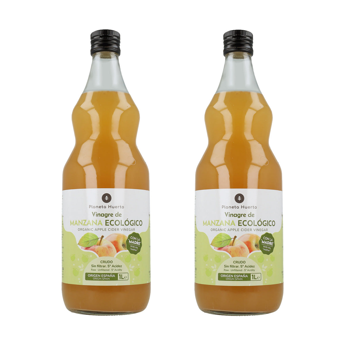 Pack 2x Vinagre de manzana ECO crudo sin filtrar con la madre Planeta Huerto 1L