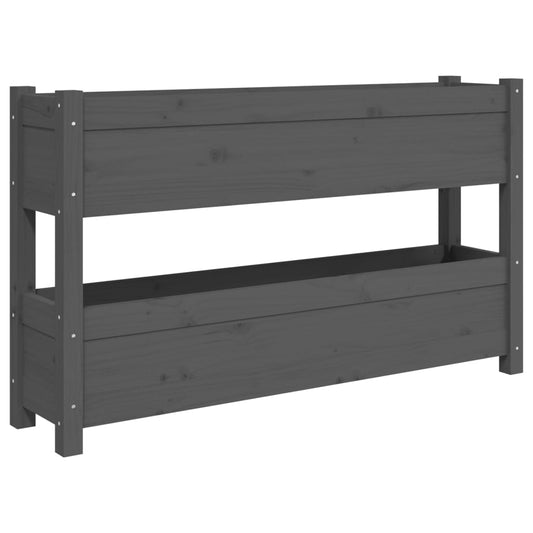 Jardinera De Madera Maciza De Pino Gris 112x25x66 Cm_0