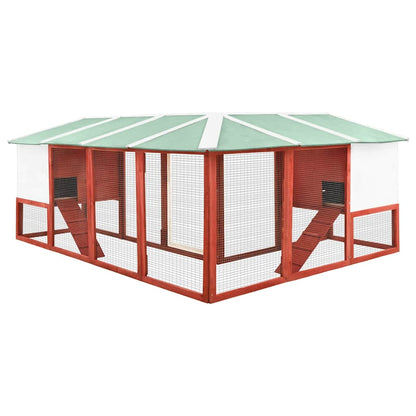 Conejera De Exterior Con Corredor Madera De Abeto Rojo Y Blanco_3
