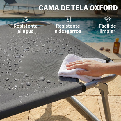 Outsunny Tumbona De Jardín Plegable Con Toldo Desmontable 187x58x36cm Gris_5