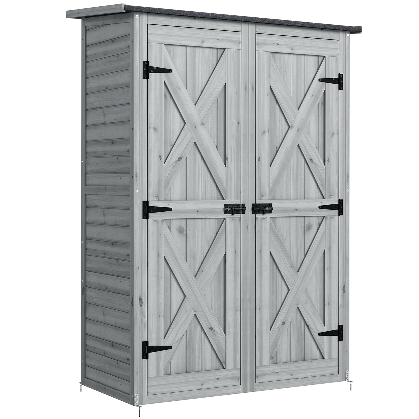 Outsunny Caseta De Jardín De Madera 115x53x156 Cm Con 2 Estantes Y 2 Puertas_0