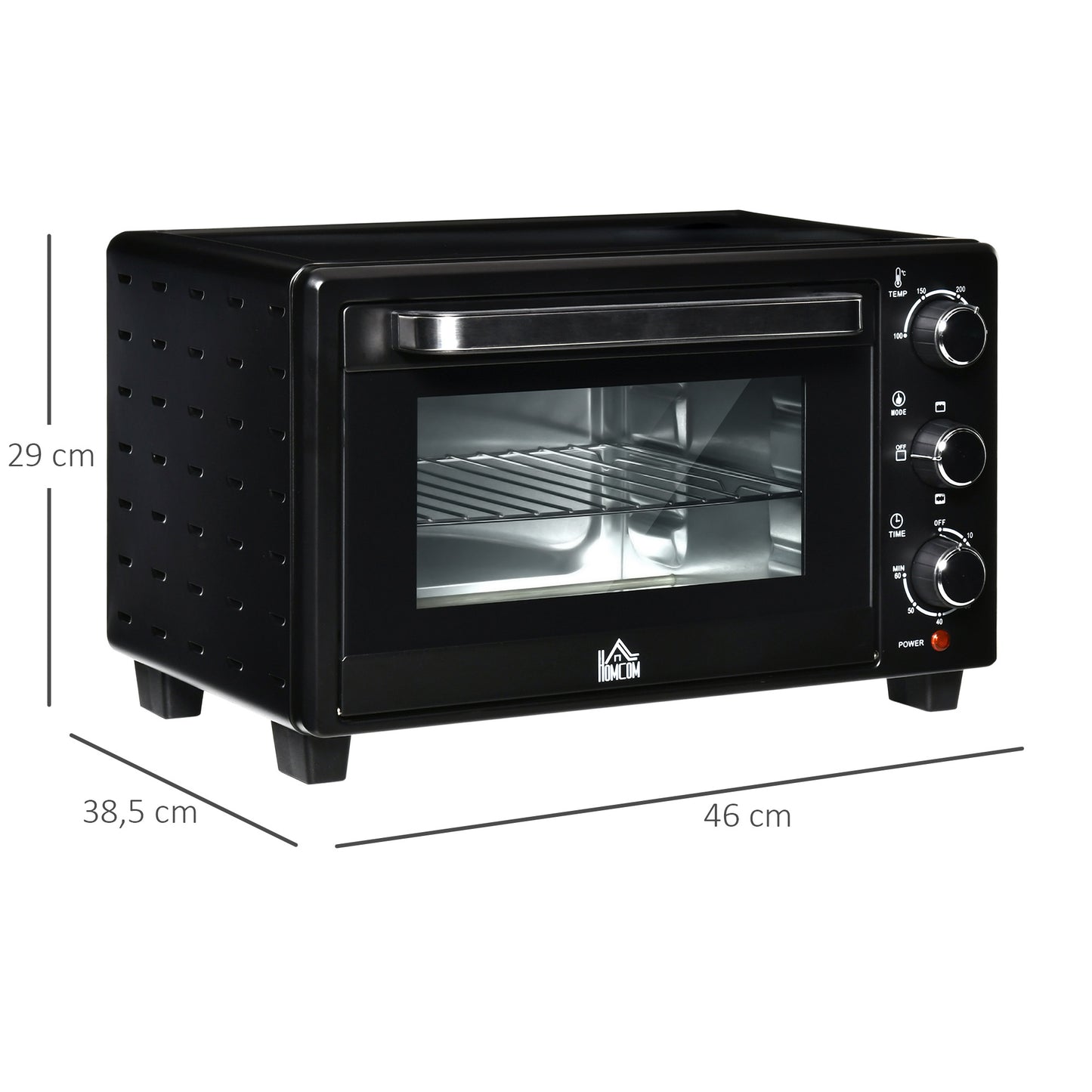 Homcom Horno Eléctrico De Sobremesa De 21l 1400w Con Temporizador Negro_2