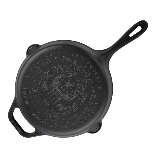 Victoria Sartén Hierro Fundido Esmaltado Diseño Catrina Inducción 25cm Apta Fuego, Horno Cast Iron Skillet, Catrina_0