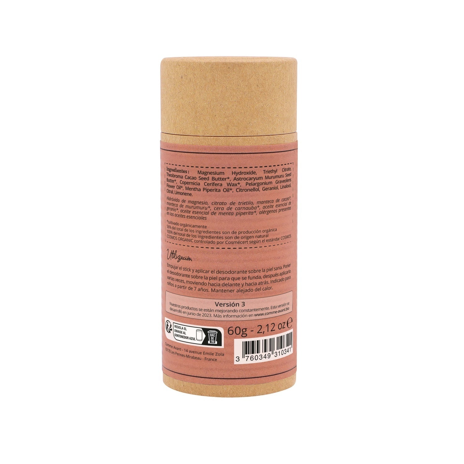 Desodorante sólido de geranio y menta piperita Comme Avant 60 g