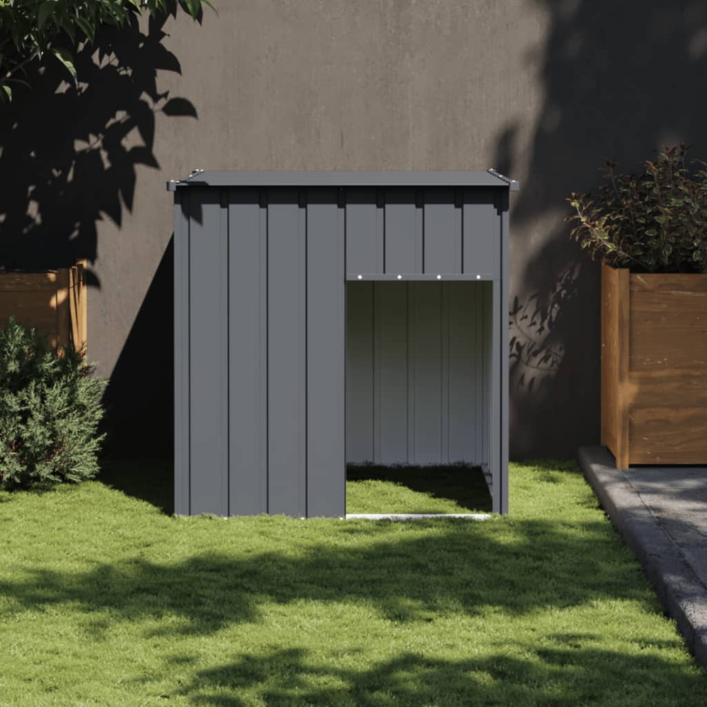 Caseta Para Perro Con Techo De Acero Galvanizado Antracita 110x103x109 Cm_1
