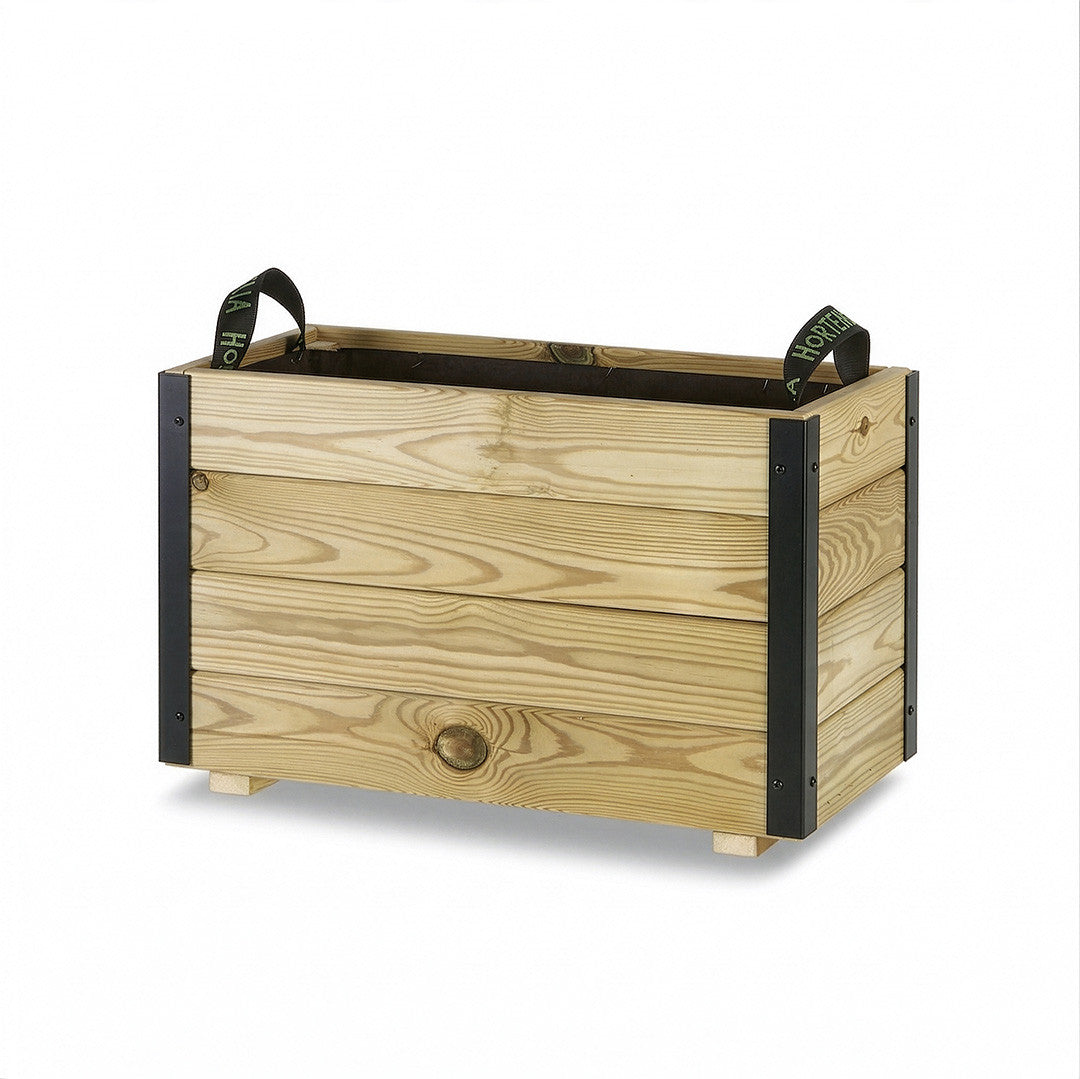 Jardinera Exterior De Madera Con Refuerzo De Aluminio Ghio Al Hortalia 60x30x40 Cm_3