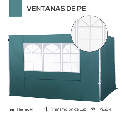 2 Paredes Parte Laterales De Carpa Plegable Outsunny Verde 300x200 Cm_4
