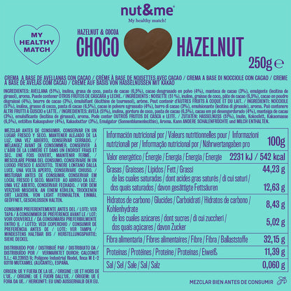 Crema de cacao y avellana Nut&amp;me 250g