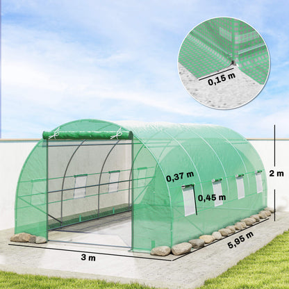 Outsunny Invernadero De Túnel 600x300x200cm Con 8 Ventanas Para Cultivos Plantas_2