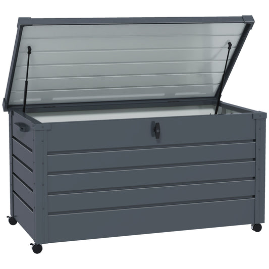 Baúl De Exterior Outsunny Acero Galvanizado Gris Oscuro 120x62x66 Cm_0