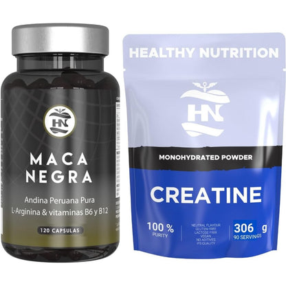 Pack Black Maca 20:1 Con L-arginina Y Zinc (120 Cápsulas) + Creatina Monohidrato En Polvo Sin Sabor (306 G)_0