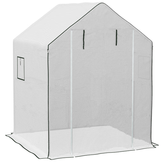 Outsunny Plástico Invernadero 140x143x190 Cm Con Puerta Enrollable Anti-uv_0