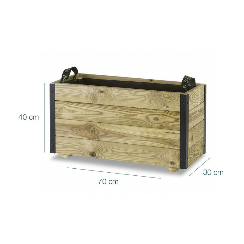 Jardinera Exterior De Madera Con Refuerzo De Aluminio Ghio Al Hortalia 70x30x40 Cm_5