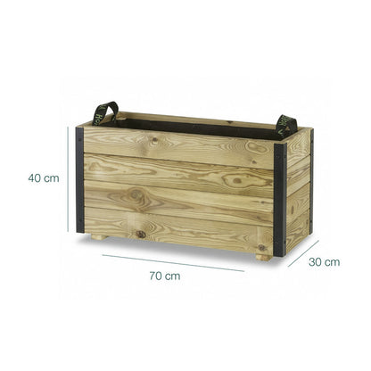 Jardinera Exterior De Madera Con Refuerzo De Aluminio Ghio Al Hortalia 70x30x40 Cm_5