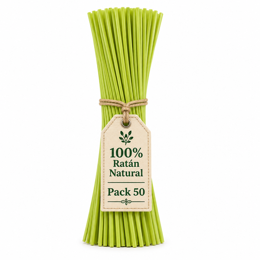 Varillas Difusoras de Ratán Natural Verdes SYS Aromas 50 Uds | Recambio para Mikado | 2,5 mm x 32 cm_0