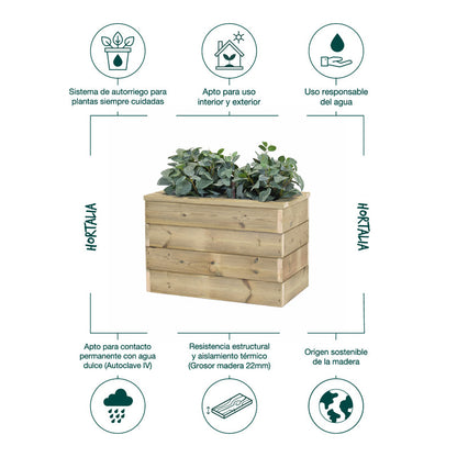 Jardinera Con Autorriego De Madera Nidum Basic Interior Y Exterior Hortalia 60x34x40 Cm_4