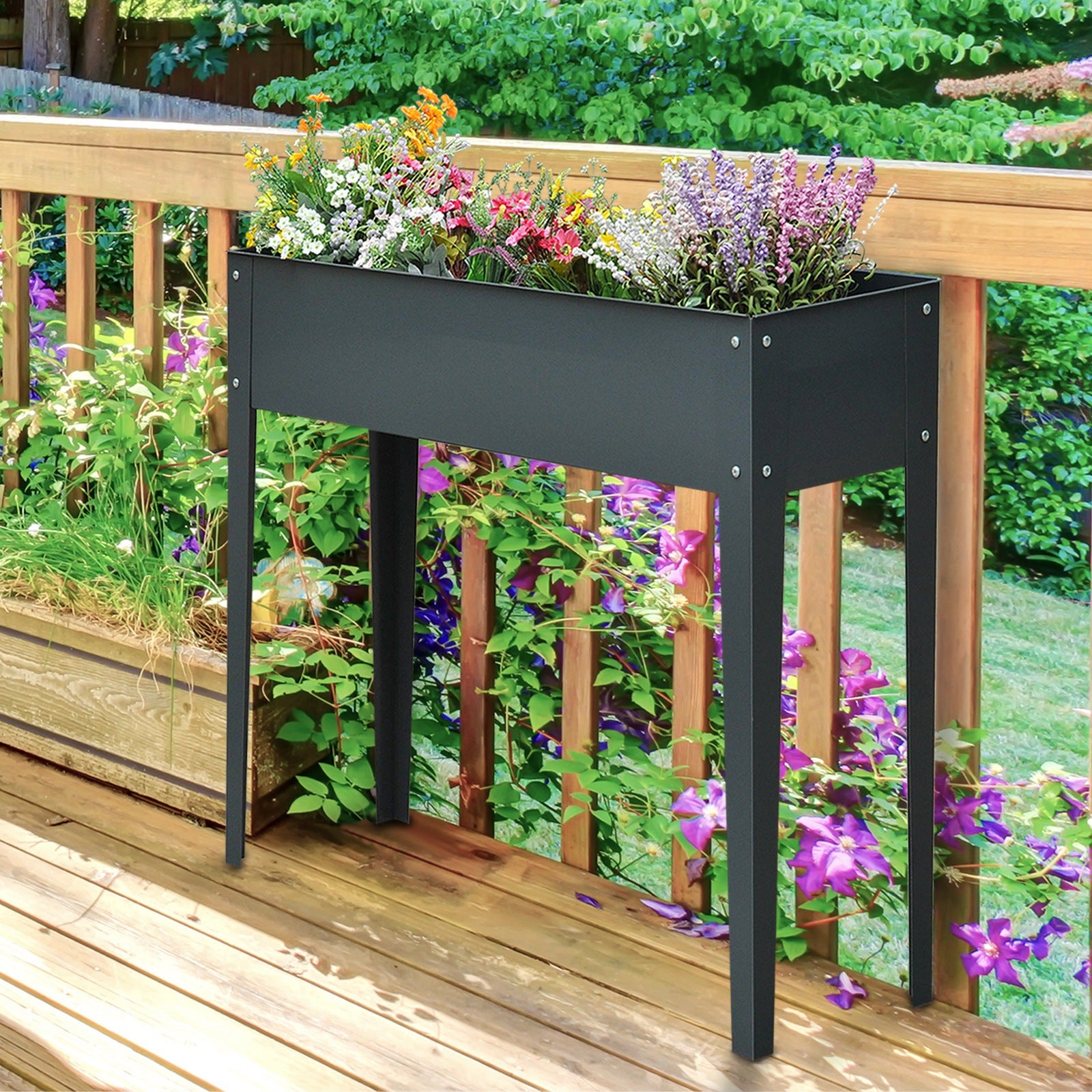 Outsunny Jardinera Elevada Rectangular Con 3 Orificios De Drenaje Para Planta_1