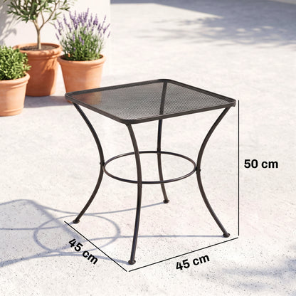 Outsunny Mesa De Jardín Cuadrada De Metal Para Terraza Balcón 45x45x50 Cm Negro_2