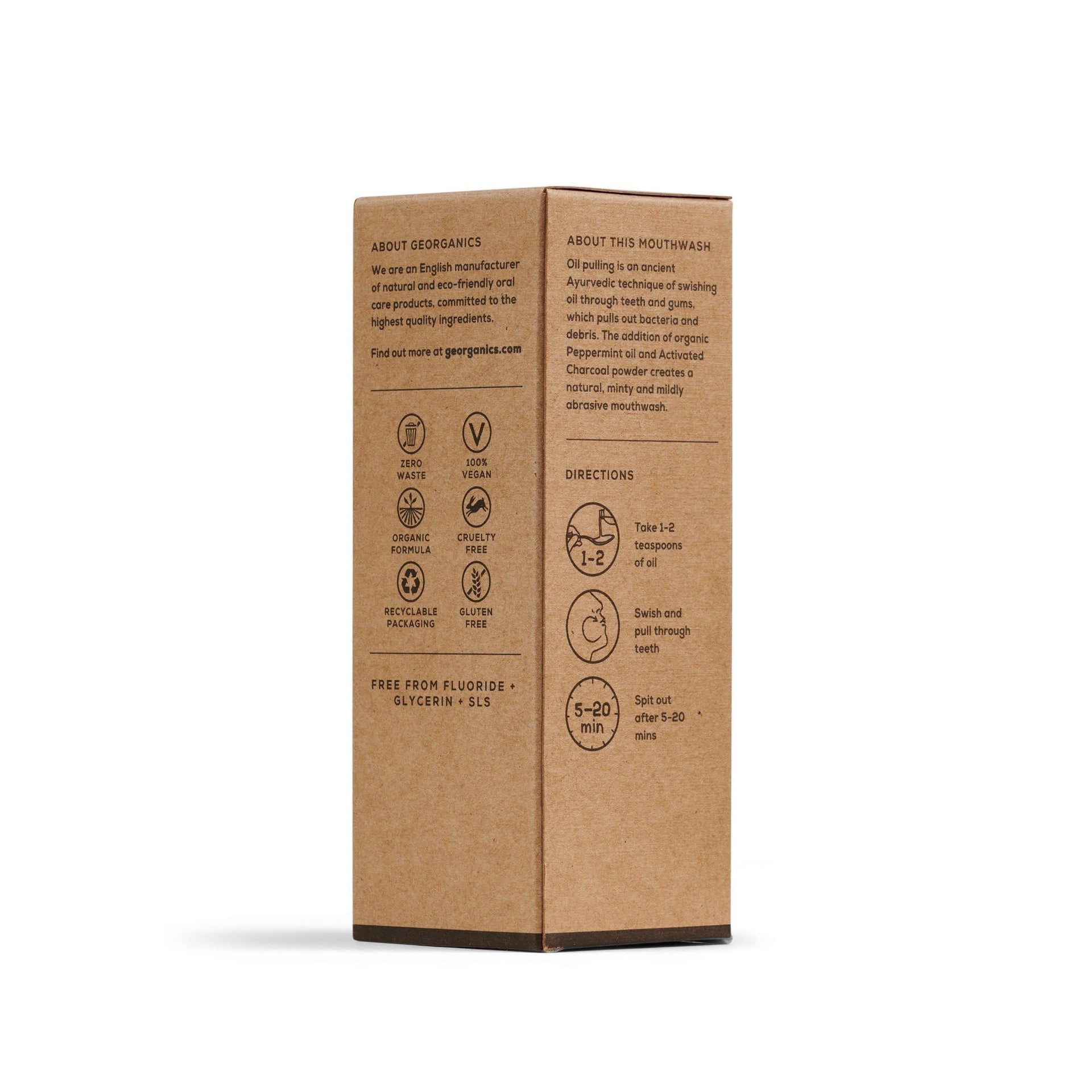 Enjuague Bucal con Aceite de Coco Carbón Activado Georganics 100 ml