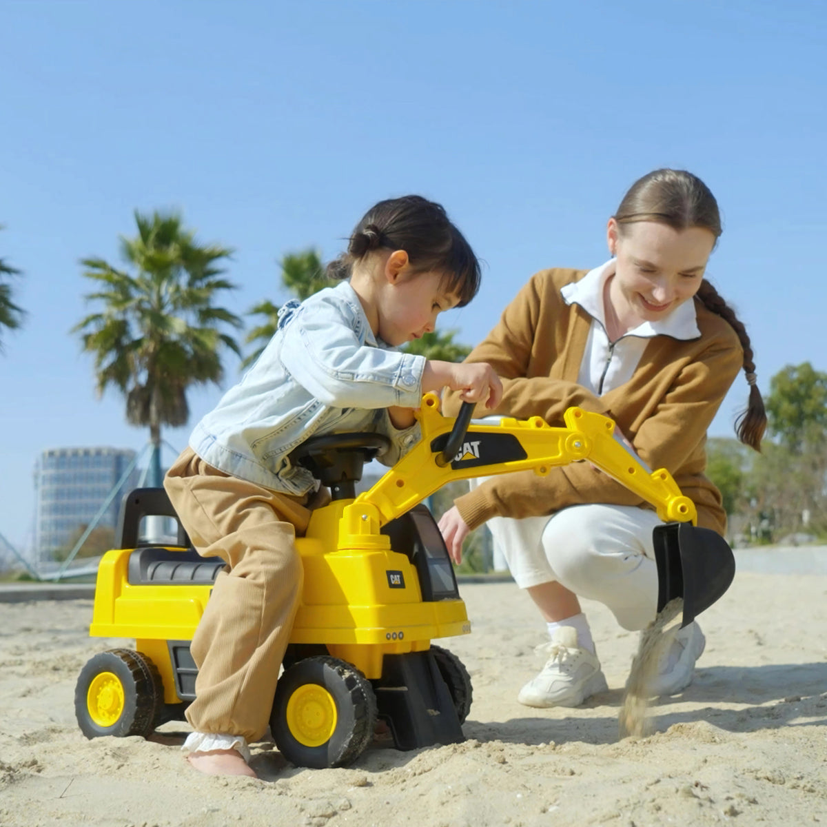 Homcom Excavadora Con Licencia Caterpillar Para Niños 85x27,5x47,5 Cm Amarillo_3